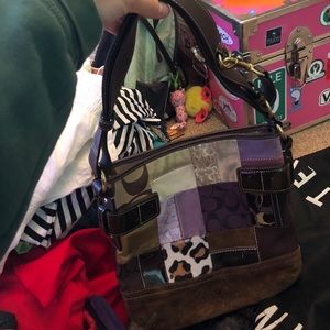 Purple animal print coach bag